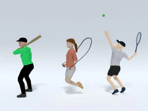 cole&ccedil;&atilde;o de crian&ccedil;as brincando de low poly Modelo 3D