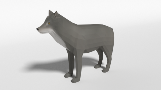 low poly cartoon grey wolf 3Dモデル .c4d .max .obj .3ds .fbx .stl .blend 