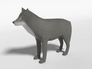 szary wilk z kresk&oacute;wek o niskiej zawartości poli Model 3D