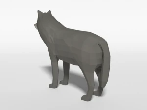 low poly cartoon grey wolf 3D Model