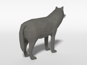 low poly cartoon grey wolf 3Dモデル
