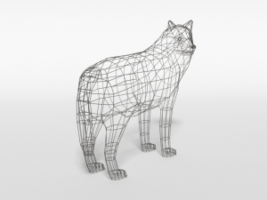 low poly cartoon grey wolf 3Dモデル
