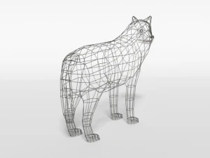 low poly cartoon grey wolf 3D Model