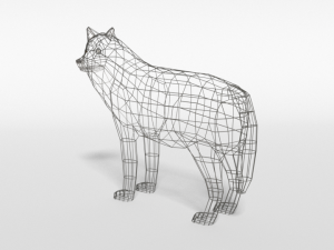 low poly cartoon grey wolf 3Dモデル