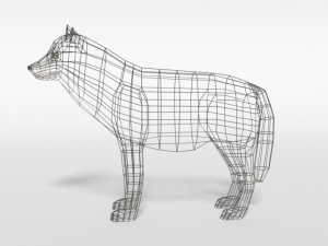 low poly cartoon grey wolf 3Dモデル