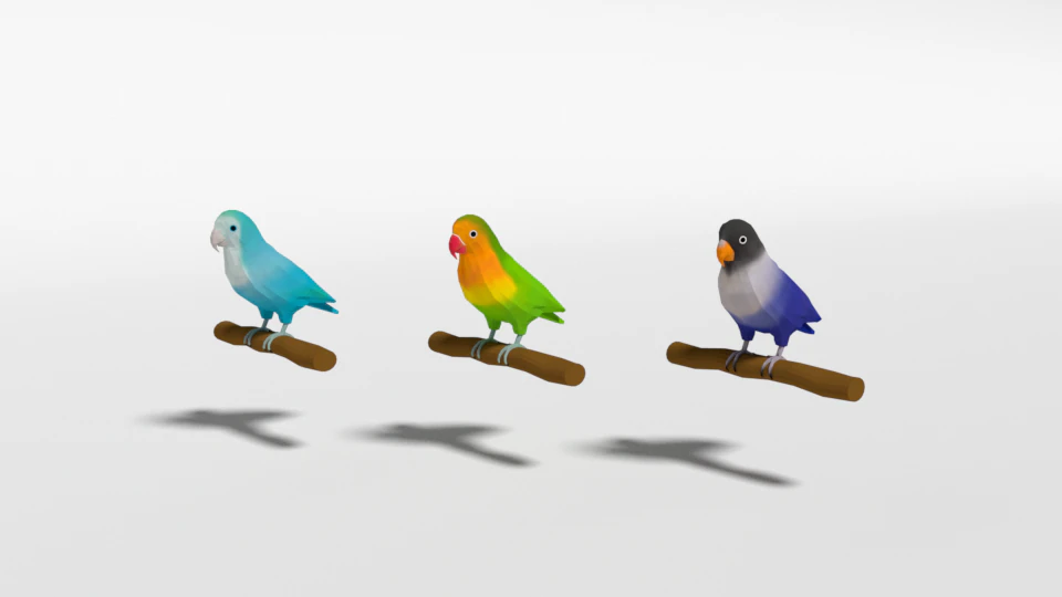 low poly cartoon lovebirds 3D Model .c4d .max .obj .3ds .fbx .stl .blend