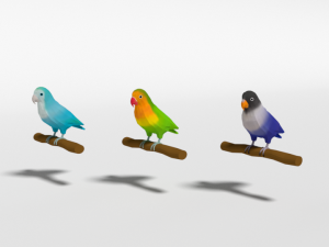 low poly cartoon lovebirds 3D Model