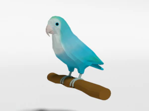 low poly cartoon lovebirds 3D Model