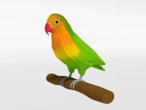 low poly cartoon lovebirds 3D Model