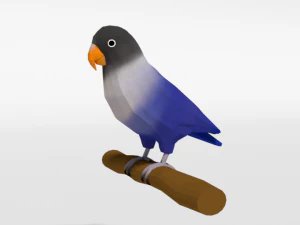 low poly cartoon lovebirds 3D Model