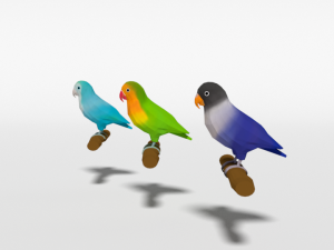 low poly cartoon lovebirds Model 3D