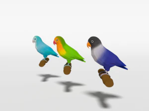 low poly cartoon lovebirds 3D Model