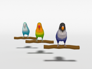 low poly cartoon lovebirds Model 3D
