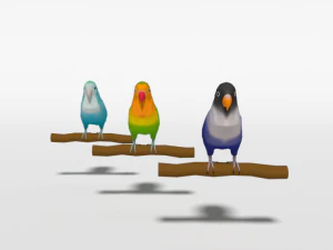 low poly cartoon lovebirds 3D Model