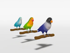low poly cartoon lovebirds 3D Model