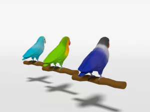 low poly cartoon lovebirds 3D Model