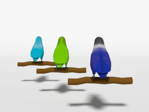 low poly cartoon lovebirds 3D Model