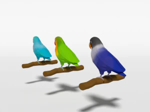low poly cartoon lovebirds 3D Model