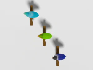 low poly cartoon lovebirds 3D Model