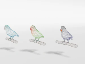 low poly cartoon lovebirds 3D Model