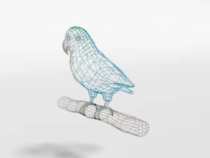 low poly cartoon lovebirds 3D Model