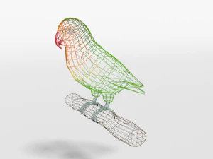 low poly cartoon lovebirds 3D Model