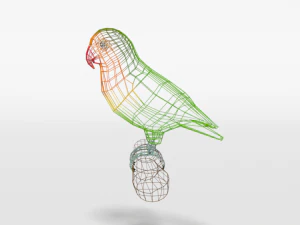 low poly cartoon lovebirds 3D Model