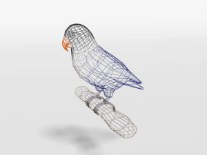 low poly cartoon lovebirds 3D Model