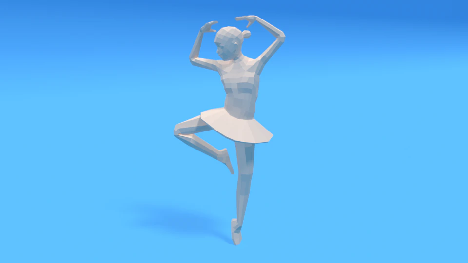 low poly ballerina girl 3D Model .c4d .max .obj .3ds .fbx .stl .blend 