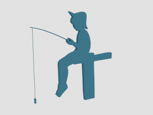 low poly fishing boy silhouette decorative object 3D Model