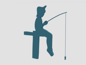 low poly fishing boy silhouette decorative object 3D Model