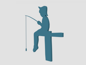 low poly fishing boy silhouette decorative object 3D Model