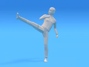 low poly kid fighting 3D Model