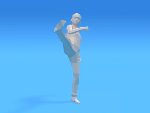 low poly kid fighting 3D Model