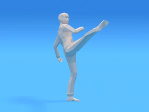 low poly kid fighting 3D Model