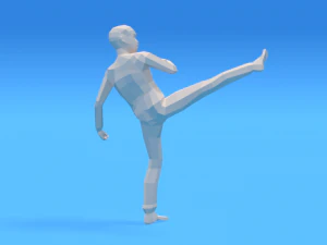 low poly kid fighting 3D Model