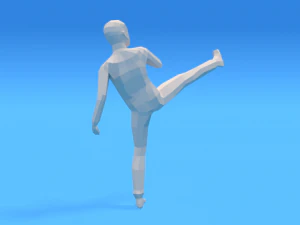 low poly kid fighting 3D Model