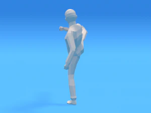 low poly kid fighting 3D Model