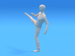 low poly kid fighting 3D Model