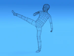 low poly kid fighting 3D Model