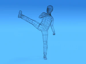 low poly kid fighting 3D Model