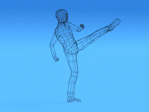 low poly kid fighting 3D Model