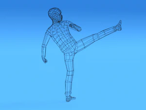 low poly kid fighting 3D Model