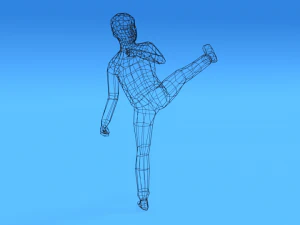 low poly kid fighting 3D Model