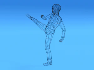 low poly kid fighting 3D Model