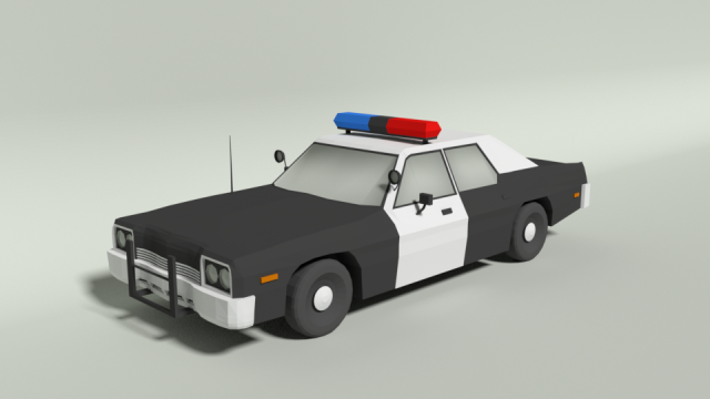 low poly cartoon dodge monaco police car 3Dモデル .c4d .max .obj .3ds .fbx .stl .blend 