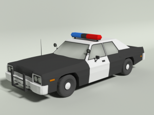 low poly cartoon dodge monaco police car 3D Model