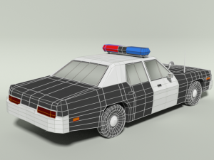 low poly cartoon dodge monaco police car 3Dモデル