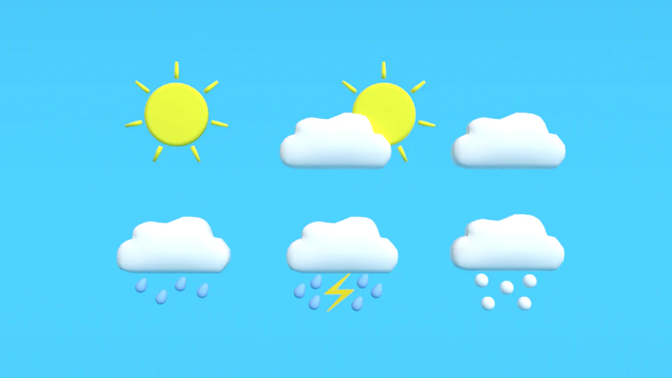 low poly cartoon weather symbols 3D Model .c4d .max .obj .3ds .fbx .stl .blend 