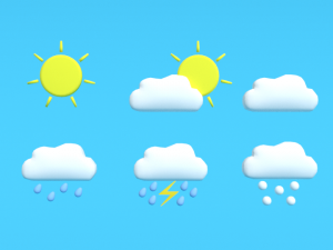 low poly cartoon weather symbols 3D Model